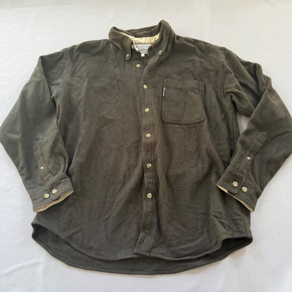 Vintage Columbia Button Down Shirt Mens Large Wool Blend Gorpcore Fall Layering